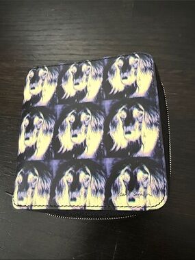 NWT Paul Smith Dog Portrait Zip-around Wallet - Purple & Cream. Leather